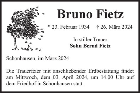 Traueranzeigen Von Bruno Fietz Abschied Nehmen De