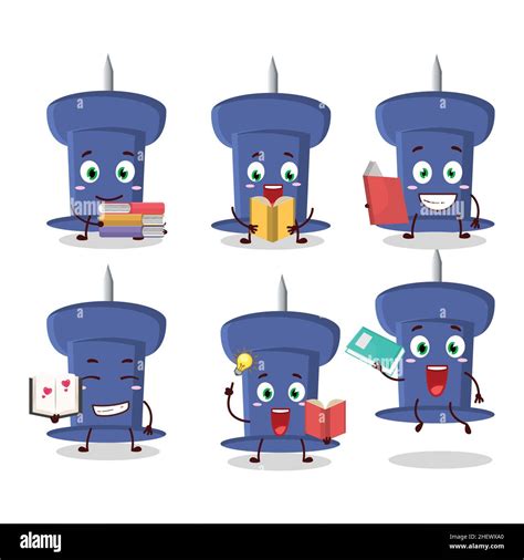 A Picture Of Blue Push Pin Cartoon Character Concept Reading An Amusing