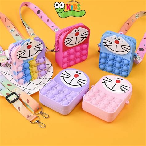 Cute Popit Doremon Cross Bag For Baby Squeezing Foam Tension Relieving