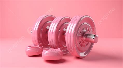 Three Pink Dumbbells On A Pink Background D Illustration Pink