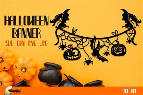 Halloween Decoration SVG. Halloween Banner Paper Cut.