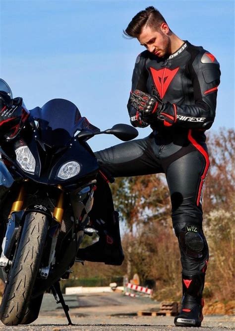 Pin On Men Riders Motorcycle Outfit Motorcycle Leathers Suit Bike