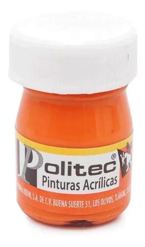 Caja 12 Pinturas Politec 20ml Acrilico Colores A Escoger Color Naranja