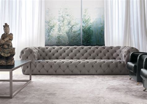 Exceptional Tufted Leather Sofa and Chair by Baxter