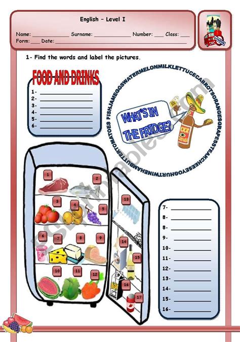 WHATS IN THE FRIDGE ESL Worksheet By Xani