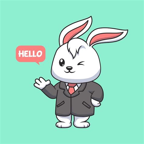 Premium Vector Rabbit Kawaii Character Pose And Say Hello