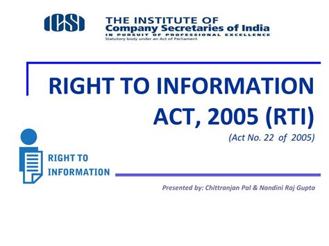 Ppt Right To Information Act 2005 Rti Act No 22 Of 2005