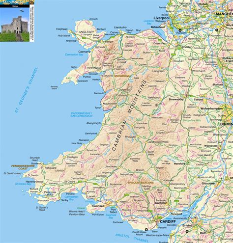 Wales Offline Map, Including Anglesey, Snowdonia, Pembrokeshire And ...