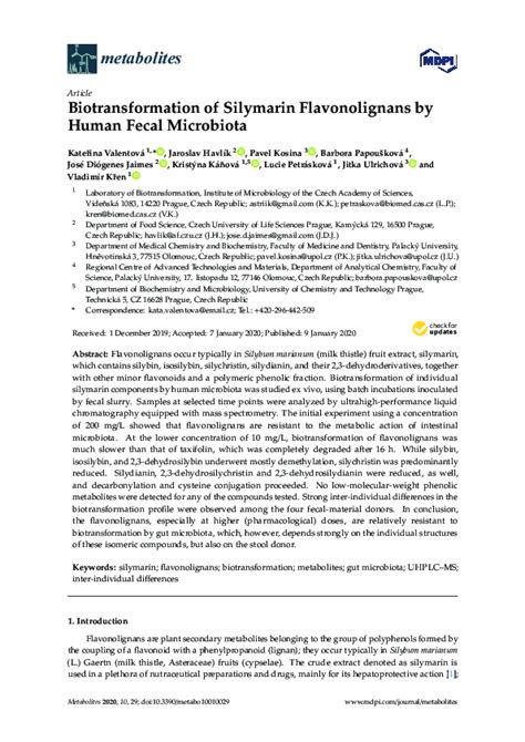 Pdf Biotransformation Of Silymarin Flavonolignans By Human Fecal