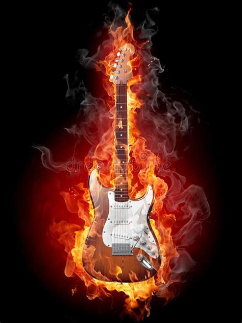 Burning Guitar Electric Rock Guitar In Fire Affiliate Guitar