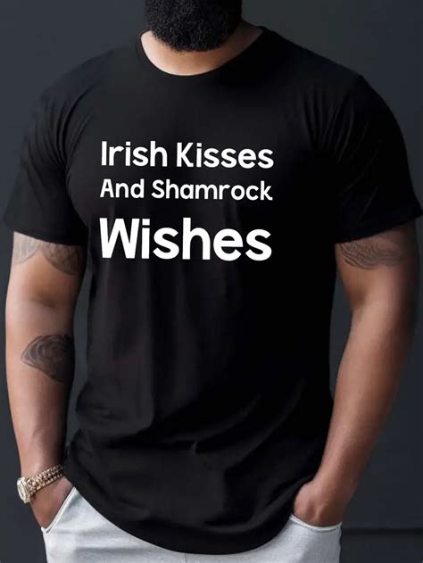 Irish Kisses Shamrock Print T Shirt Tees Men Casual Temu Canada