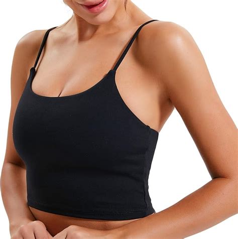 Youloveit Sports Bras For Women Padded Longline Yoga Cami Crop Tank Tops With Built In Bra