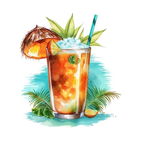 Premium Vector Hand Drawn Watercolor Illustration Exotic Tropical