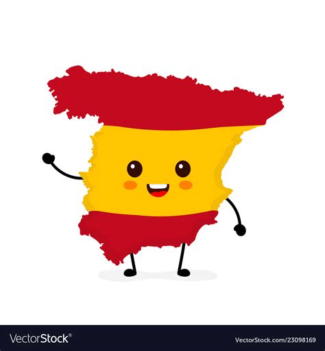 Cute funny smiling happy spain map Royalty Free Vector Image