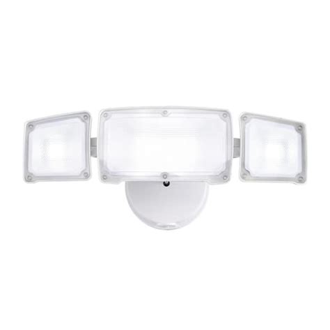 Awsens 3 Light White Outdoor Integrated Led Security Flood Light Wall Or Eave Mount Flood Light