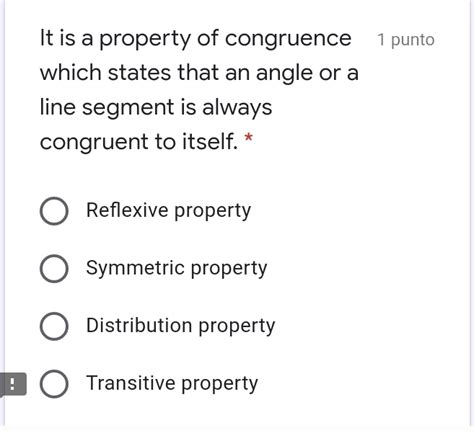 Solved It Is A Property Of Congruence 1 Punto Which States That An