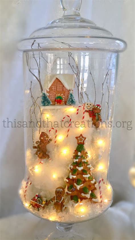 A Glass Jar Filled With Christmas Decorations And Lights