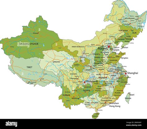 Highly Detailed Editable Political Map With Separated Layers China