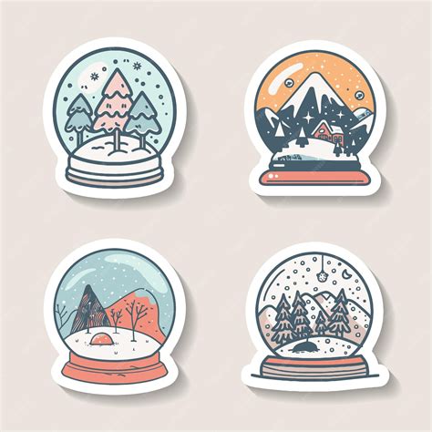 Premium Vector | Sticker set featuring different snow globe designs