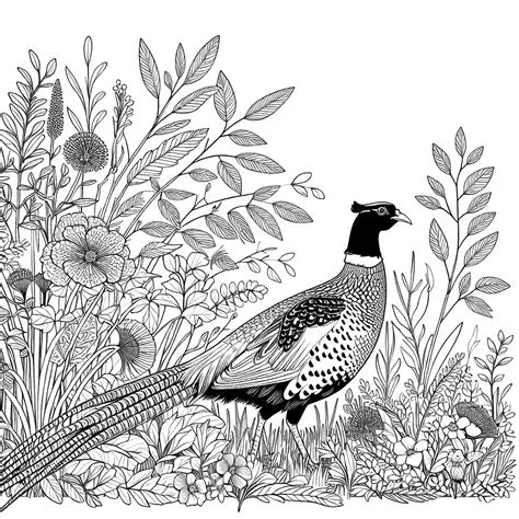 Pheasant In Natural Habitat Coloring Page Lulu Pages