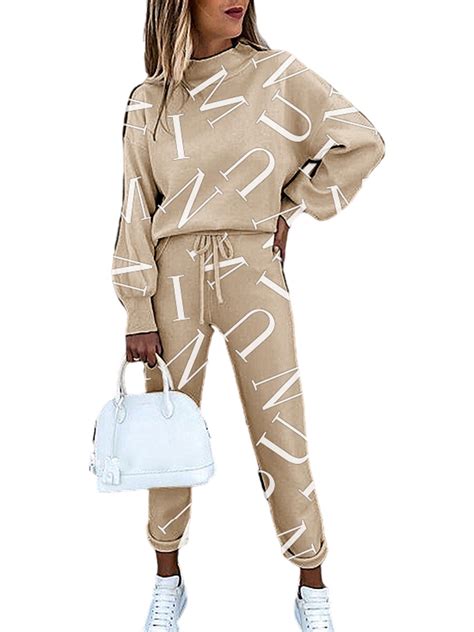 Avamo Ladies Jogger Set Tie Dye Two Piece Outfit Crew Neck Sweatsuits