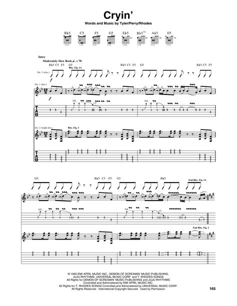 Cryin By Aerosmith Sheet Music For Guitar Tab At Sheet Music Direct