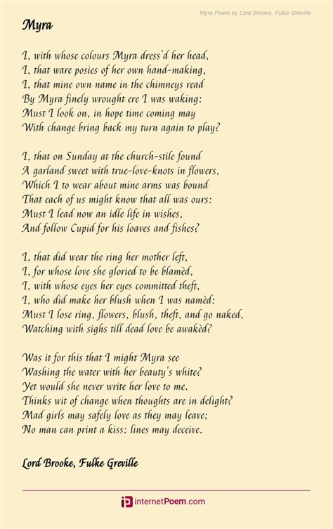 Myra Poem By Lord Brooke Fulke Greville