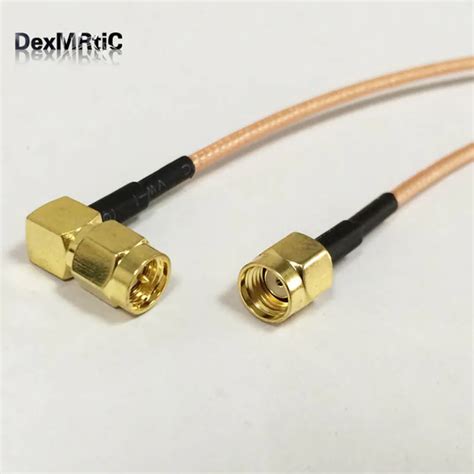 1PC New RP SMA Male Plug Connector To SMA Male Plug Right Angle RG316