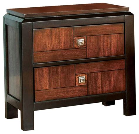 2 Drawers Nightstand With Two Tone Design Acacia And Walnut Transitional Nightstands And