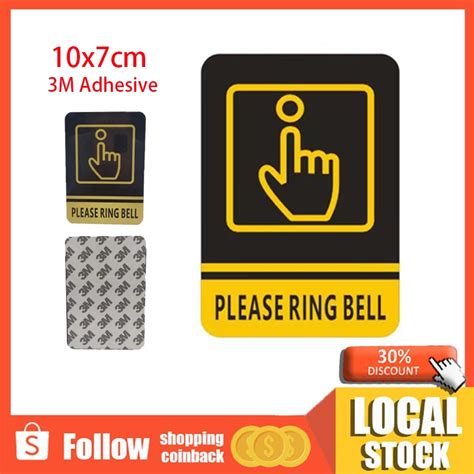 Please Ring Bell Pvc Doorbell Signage Boards 10x7cm 3m Sticker