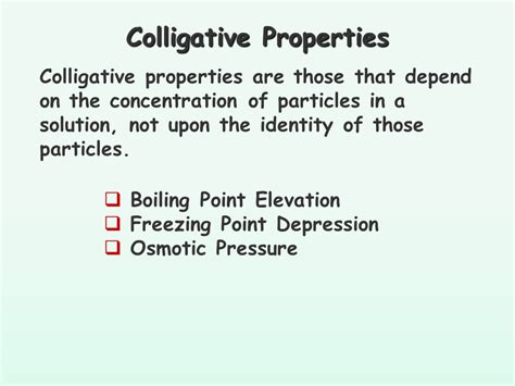 Colligative Properties Of Solutions Presentation Chemistry