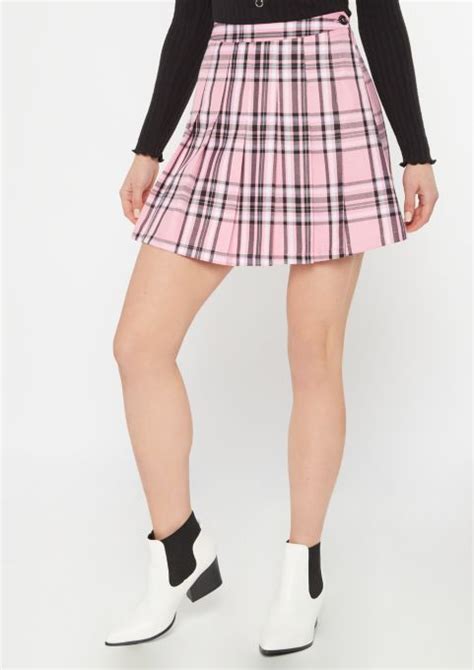 Pink Plaid Print Pleated Mini Skirt Mini Skirts Rue21 Mini Skirts