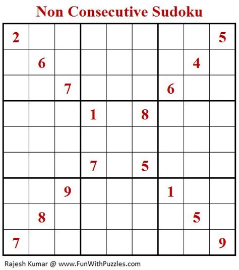 Non Consecutive Sudoku Puzzle Daily Sudoku League 194 Sudoku