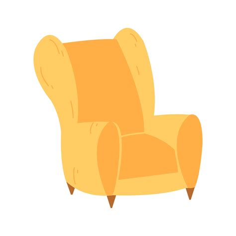 Armchair in hand drawn cartoon flat style. Vector illustration of ...