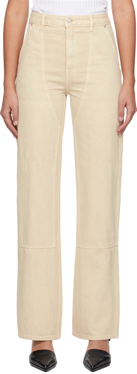 Beige Paneled Jeans By Helmut Lang On Sale