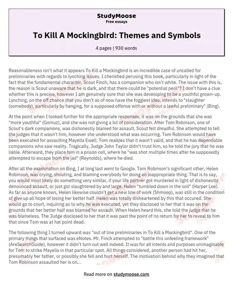 To Kill A Mockingbird: Themes and Symbols Free Essay Example