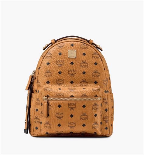 Mcm Stark Backpack In Visetos In Cognac Modesens