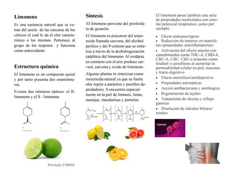 Triptico Del Limoneno Limoneno Es Una Sustancia Natural Que Se Ex