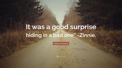 Leila Howland Quote: “It was a good surprise hiding in a bad one” -Zinnie.”