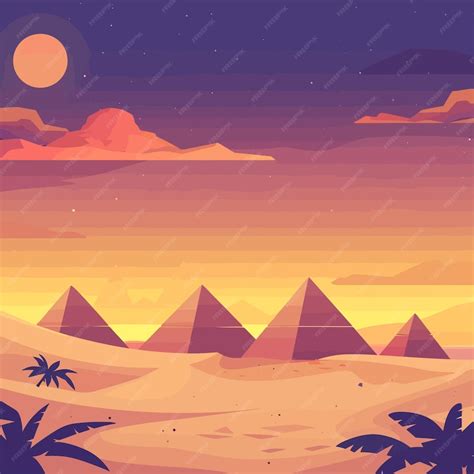 Premium Vector Desertpyramidsoasisvectorflatillustration