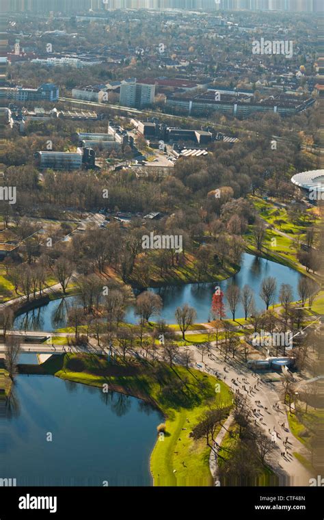 Aerial view of Munich with Olympia park Stock Photo - Alamy