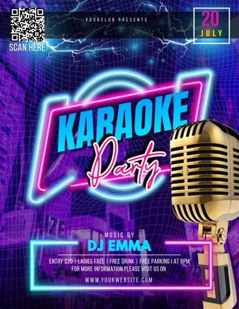 Purple Maximalist Karaoke Party Pamflet Lett Template Postermywall