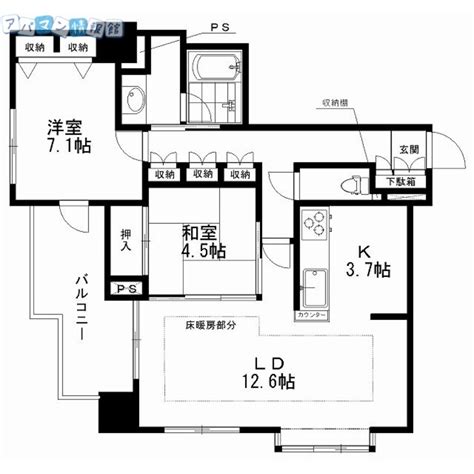 ポレスター新潟アクアガーデン 新潟県新潟市中央区下大川前通5ノ町 13万円／2ldk 和45 洋71 Ld126k37／68