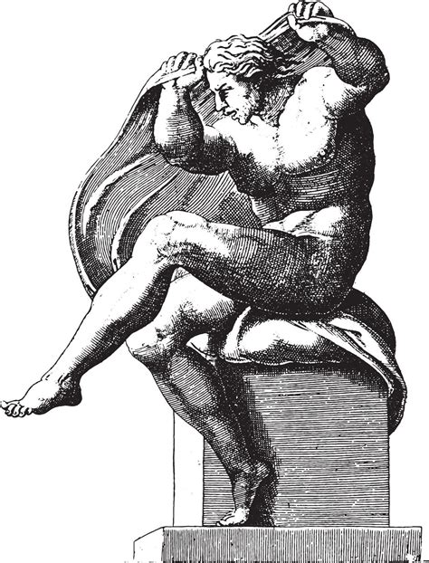 Seated Nude Adamo Scultori After Michelangelo 1585 Vintage Illustration 13687526 Vector Art