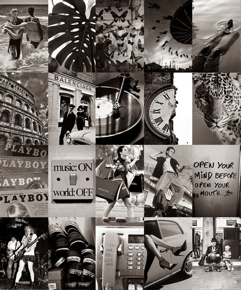 Vintage Black And White Wall Collage Kit Digital Download Etsy