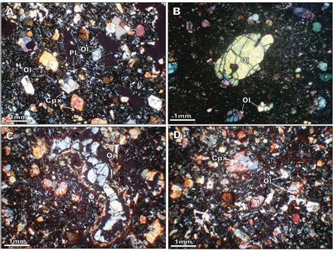 A Clinopyroxene And Olivine Phenocrysts In A Porphyric Basalt B