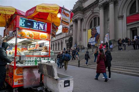 Halal Street Food Vendor In Front Of MET Museum Of Art NY Editorial