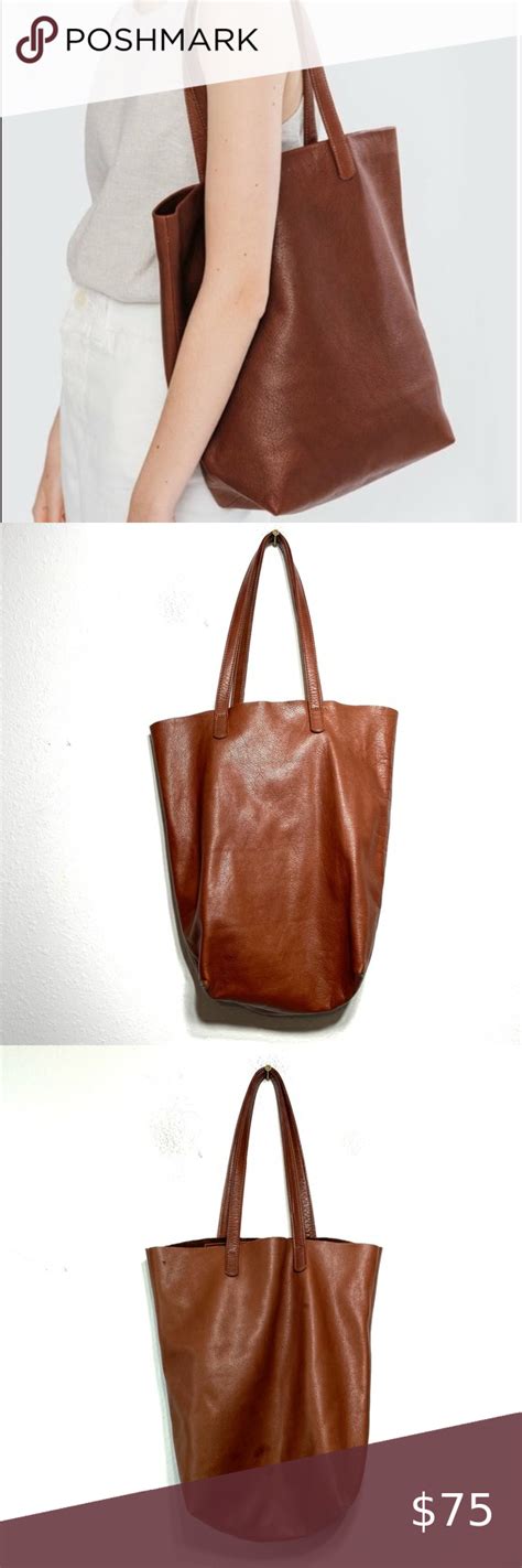 baggu natural milled leather tote molasses  baggu big brown tote