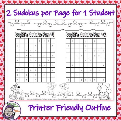 Valentine S Day Sudoku Math Puzzle Packet Activities To Teach