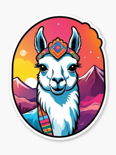 Premium Photo Lama Tshirt Design Sticker